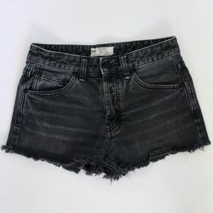 Free People Black Denim Distressed Shorts